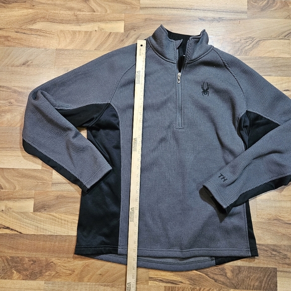 SPYDER MEN'S L WAFFLE KNIT FLEECE 1/4 ZIP RIBBED MOCK NECK PULLOVER JACKET - Picture 7 of 10